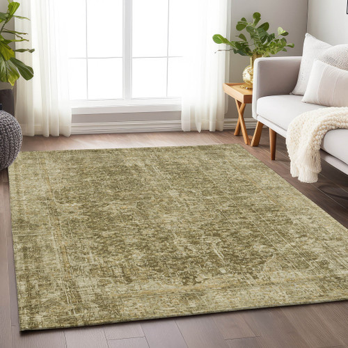3' X 5' Brown And Beige Abstract Washable Indoor Outdoor Area Rug
