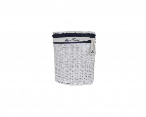 Homeroots Home Decor 14.5" x 20" x 23" White Blue Oval Willow Basket Set of 5