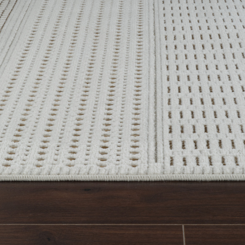 5' X 7' Beige And Brown Geometric Distressed Indoor Outdoor Area Rug
