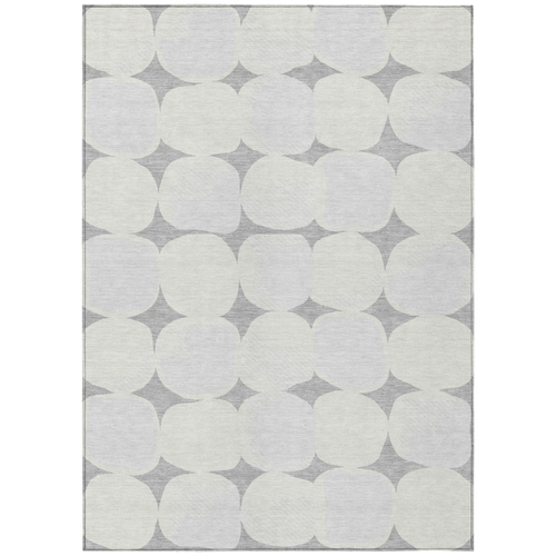 5' X 8' Gray And Beige Abstract Washable Indoor Outdoor Area Rug