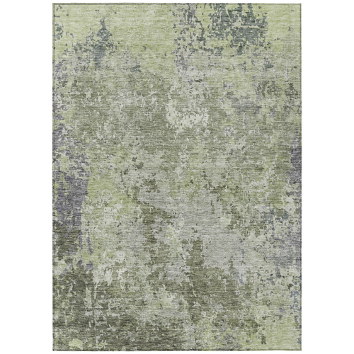 3' X 5' Green And Gray Abstract Washable Indoor Outdoor Area Rug