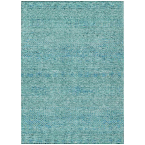 3' X 5' Aqua And Teal Blue Striped Washable Indoor Outdoor Area Rug