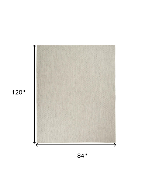 7' X 10' Ivory And Silver Indoor Outdoor Area Rug