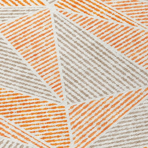 3' X 5' Orange Gray And Silver Geometric Washable Indoor Outdoor Area Rug