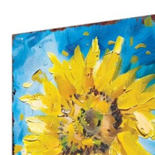 30" Yellow Brown And Green Solid Wood Sunflowers Garden Stake Premium Quality