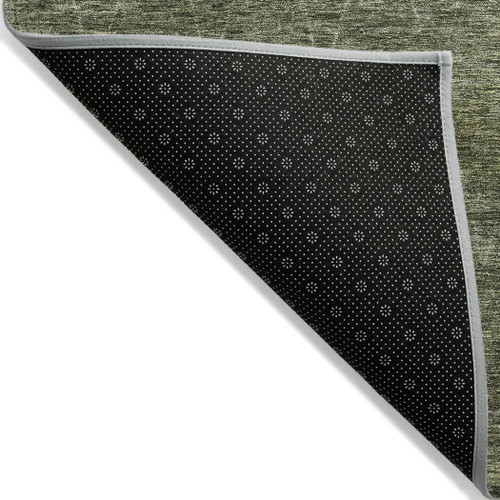 3' X 5' Olive Green And Ivory Geometric Washable Indoor Outdoor Area Rug