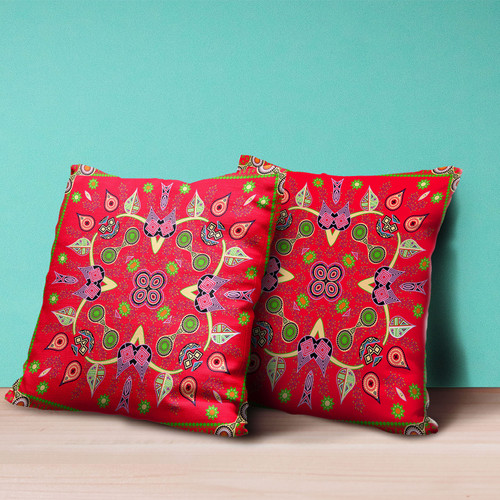 20" x 20" Red Blown Seam Paisley Indoor Outdoor Throw Pillow Home Accent
