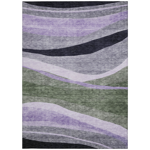 5' X 8' Artichoke Green Green And Black Abstract Washable Indoor Outdoor Area Rug