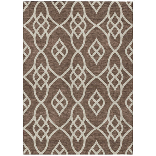 5' X 8' Chocolate And Ivory Trellis Washable Indoor Outdoor Area Rug