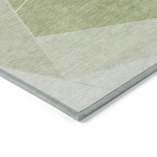 3' X 5' Artichoke Green Mint Green And Sage Geometric Washable Indoor Outdoor Area Rug