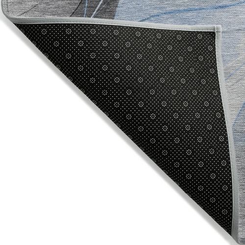 5' X 8' Sky Blue Gray And Silver Abstract Washable Indoor Outdoor Area Rug