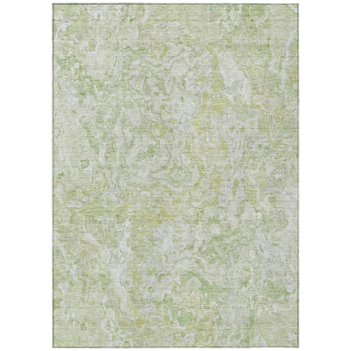 5' X 8' Artichoke Green And Fern Green Abstract Washable Indoor Outdoor Area Rug