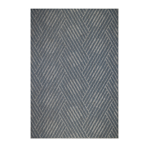 8' X 10' Gray and Blue Geometric Stain Resistant Indoor Outdoor Area Rug
