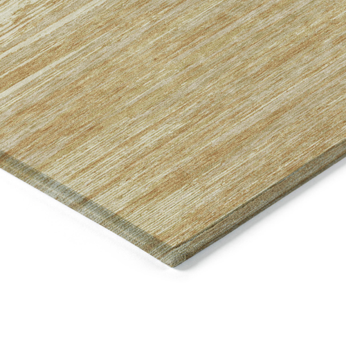 3' X 5' Gold Gray And Ivory Striped Washable Indoor Outdoor Area Rug