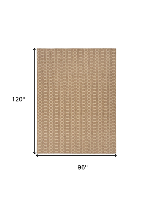 8' X 10' Natural And Beige Geometric Indoor Outdoor Area Rug