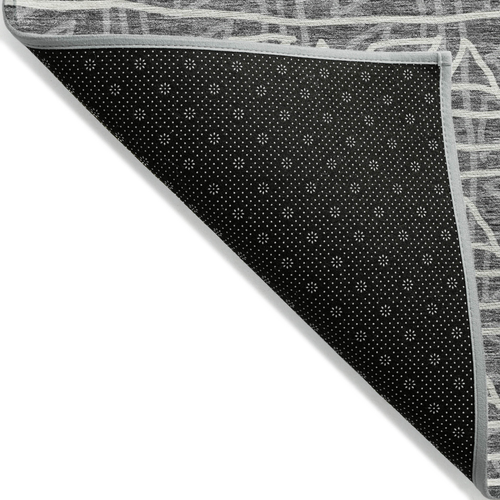 5' X 8' Charcoal Gray And Ivory Geometric Washable Indoor Outdoor Area Rug