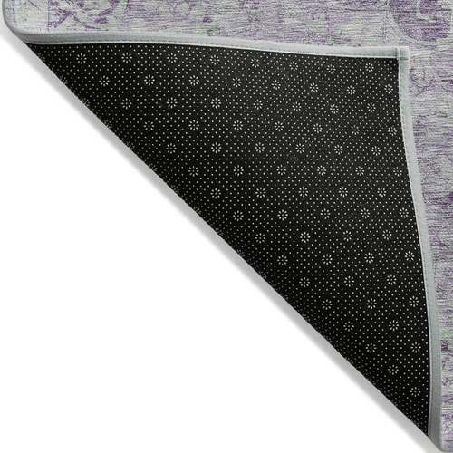 3' X 5' Purple Floral Medallion Washable Indoor Outdoor Area Rug
