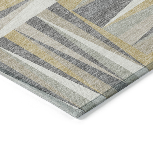 5' X 8' Beige Gray And Ivory Geometric Washable Indoor Outdoor Area Rug
