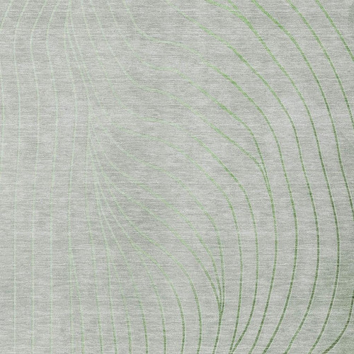 3' X 5' Artichoke Green And Silver Abstract Washable Indoor Outdoor Area Rug
