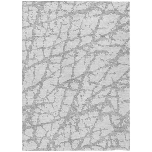 3' X 5' Silver And Gray Abstract Washable Indoor Outdoor Area Rug