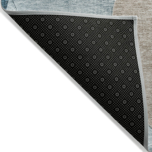 3' X 5' Rust Beige And Teal Blue Geometric Washable Indoor Outdoor Area Rug