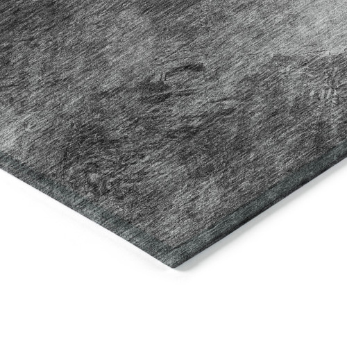 5' X 8' Gray Charcoal And Silver Abstract Washable Indoor Outdoor Area Rug