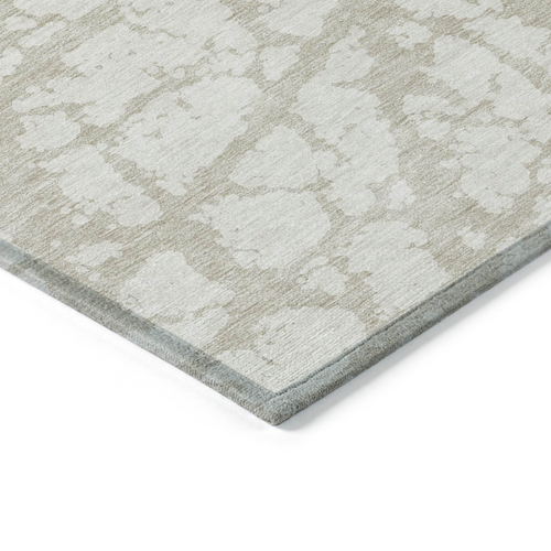 3' X 5' Ivory And Beige Abstract Washable Indoor Outdoor Area Rug