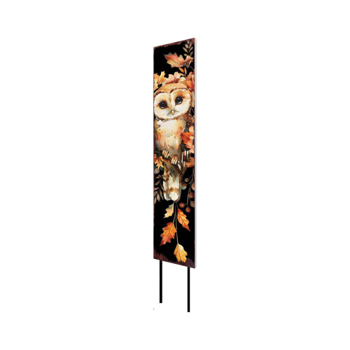 42" Black Brown Orange And Tan Solid Wood Owl Garden Stake