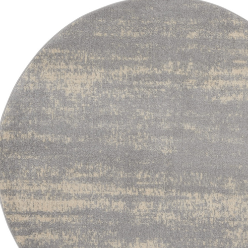 8' Gray And Beige Round Abstract Indoor Outdoor Area Rug