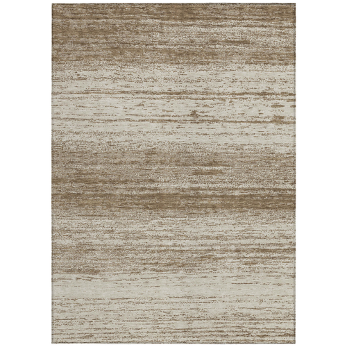 3' X 5' Brown And Beige Striped Washable Indoor Outdoor Area Rug