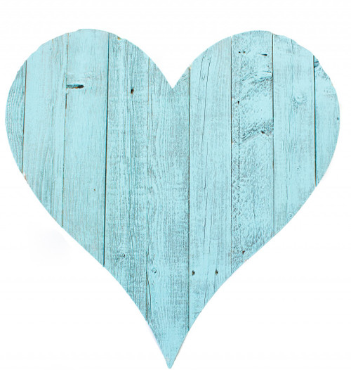 Homeroots Home Decor Rustic Farmhouse Turquoise Large Wooden Heart, 24 inches