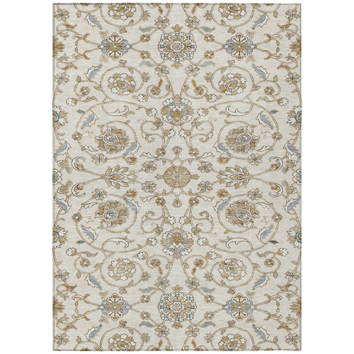 3' X 5' Ivory Brown And Gray Moroccan Washable Indoor Outdoor Area Rug