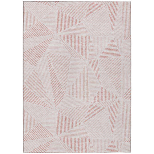 5' X 8' Blush And Pink Geometric Washable Indoor Outdoor Area Rug