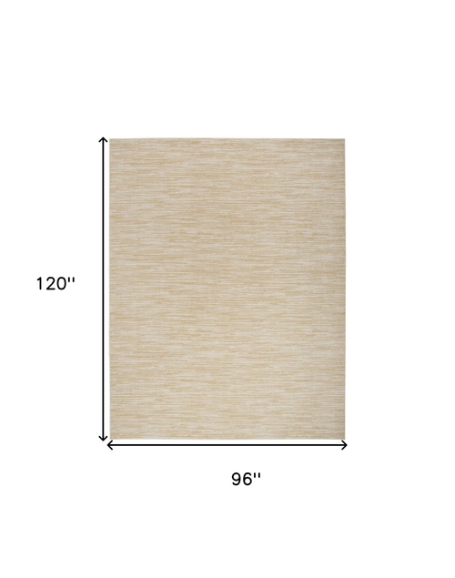 8' X 10' Ivory And Gold Abstract Indoor Outdoor Area Rug