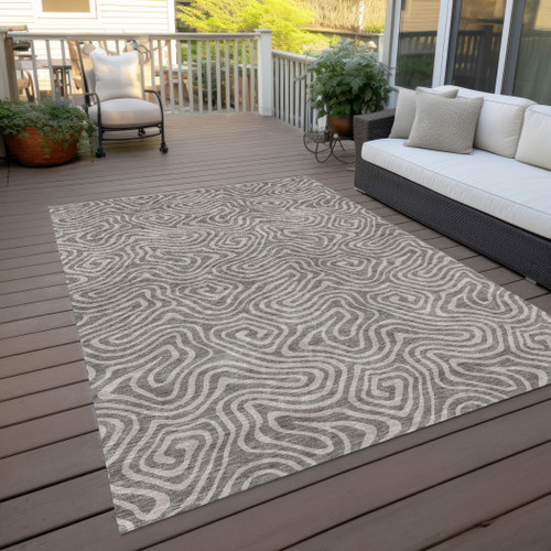 3' X 5' Taupe And Gray Abstract Washable Indoor Outdoor Area Rug