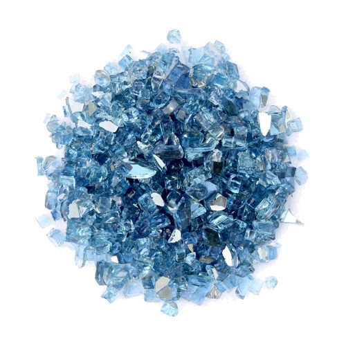 Sky Blue Round Reflective Fire Pit Glass