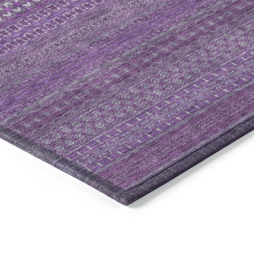 5' X 8' Eggplant Striped Washable Non Skid Indoor Outdoor Area Rug