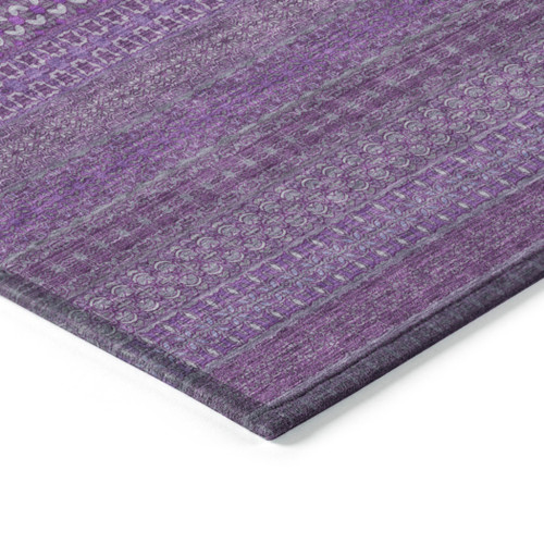 5' X 8' Eggplant Striped Washable Non Skid Indoor Outdoor Area Rug