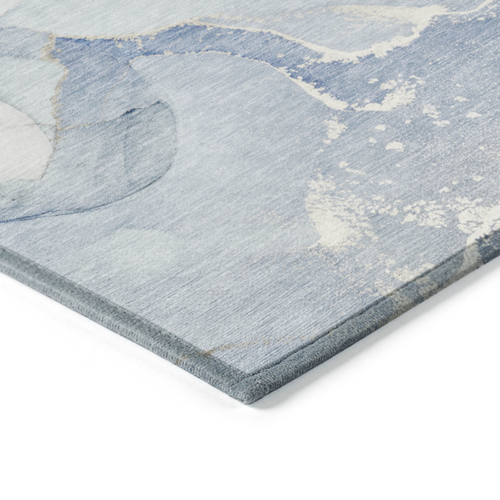 3' X 5' Blue and Green Abstract Washable Indoor Outdoor Area Rug