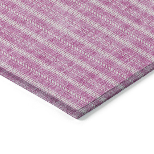 5' X 8' Blush And Ivory Striped Washable Indoor Outdoor Area Rug