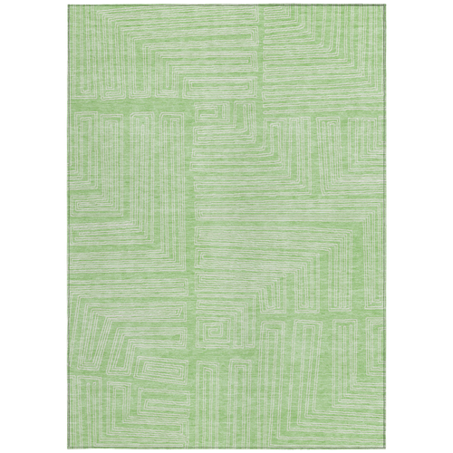 3' X 5' Mint Green And Ivory Geometric Washable Indoor Outdoor Area Rug