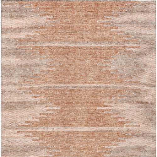 5' X 8' Salmon And Ivory Abstract Washable Indoor Outdoor Area Rug