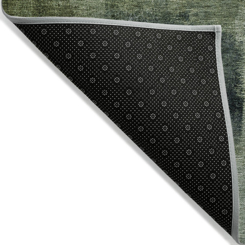 5' X 8' Artichoke Green And Sage Abstract Washable Indoor Outdoor Area Rug