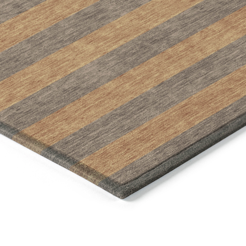 2' X 3' Brown and Tan Striped Washable Non Skid Indoor Outdoor Area Rug