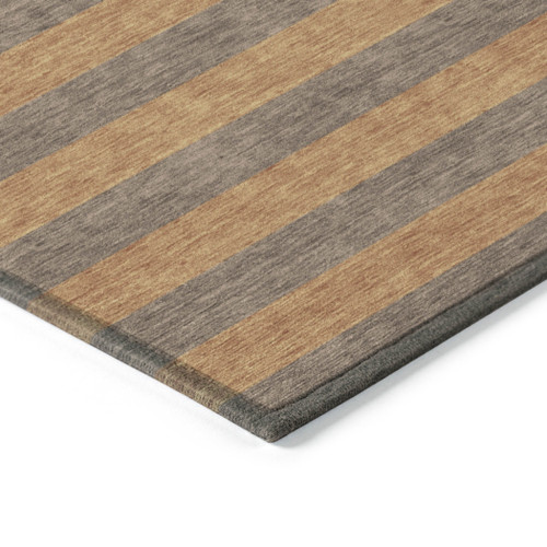 2' X 3' Brown and Tan Striped Washable Non Skid Indoor Outdoor Area Rug