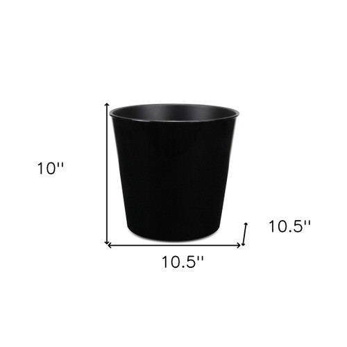 11" Black Recycled Plastic Indoor Outdoor Round Pot Planter