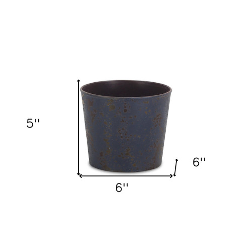 6" Blue Recycled Plastic Indoor Outdoor Round Pot Planter