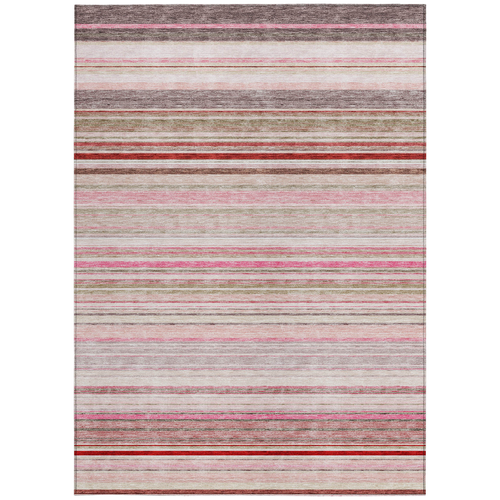 3' X 5' Pink Blush And Burgundy Striped Washable Indoor Outdoor Area Rug