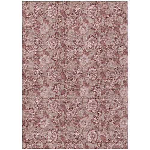 5' X 8' Blush And Pink Floral Washable Indoor Outdoor Area Rug - Blush, Pink