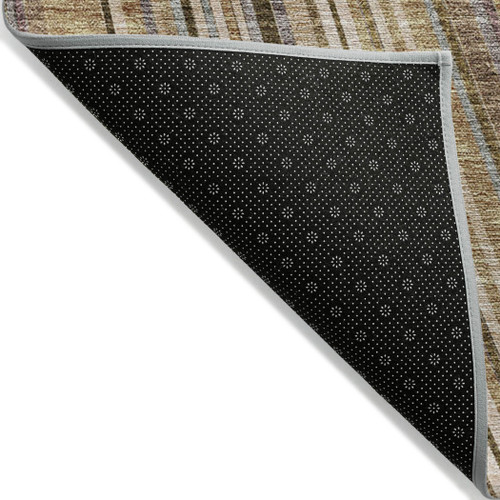 3' X 5' Taupe Beige And Brown Striped Washable Indoor Outdoor Area Rug